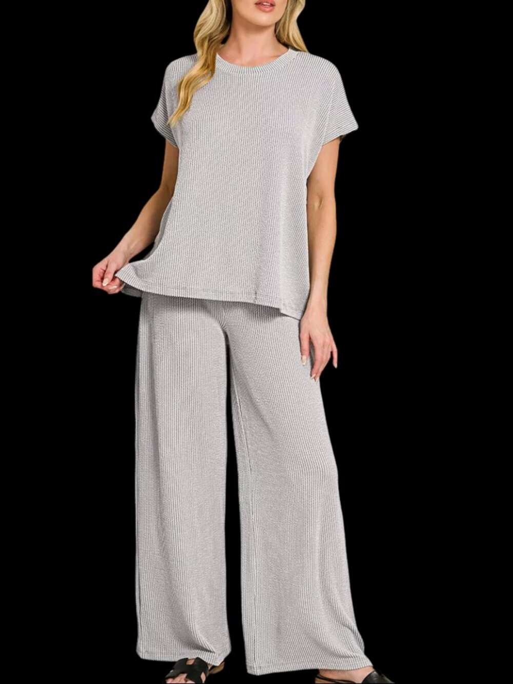 Zenana Raised Rib Relaxed Top & Pants Set